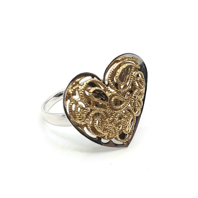 טבעת זהב 14 קראט בצורת לב קולקציה חדשה דגםgr106