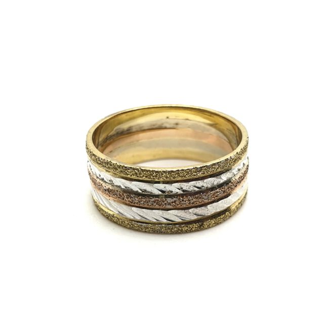 טבעת נישואין 14 קראט 3 צבעים חריטות gre125