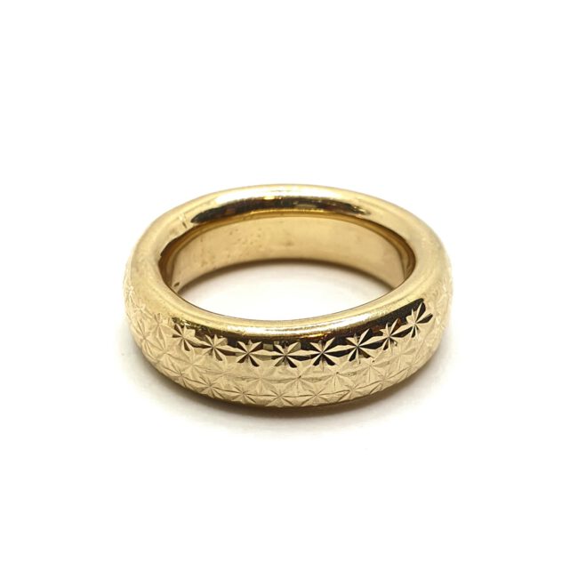 טבעת נישואין זהב צהוב 14 קראט חריטות לייזר gre123