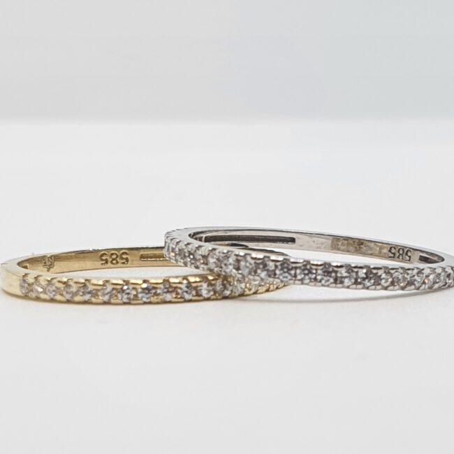 טבעת זהב 14 קראט ניתן לקבל צהוב או לבן חצי נישואין gr601