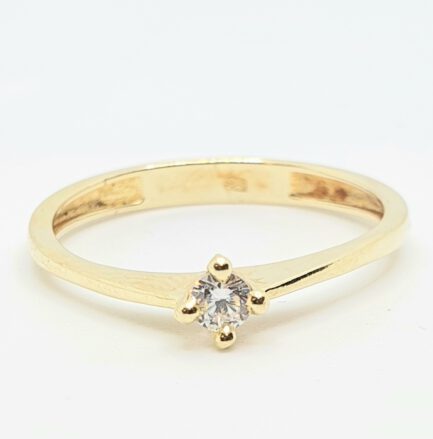 טבעת אירוסין זהב 14 קראט משובצת 0.10 קראט יהלום