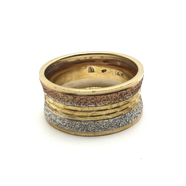 טבעת נישואין זהב 14 קראט צהוב לבן אדום קולקציה חדשה gre215