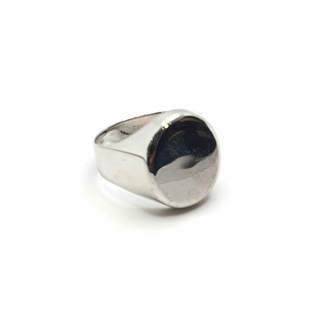 טבעת זהב לבן 14 קראט חותם ניתן לחרוט gr4004