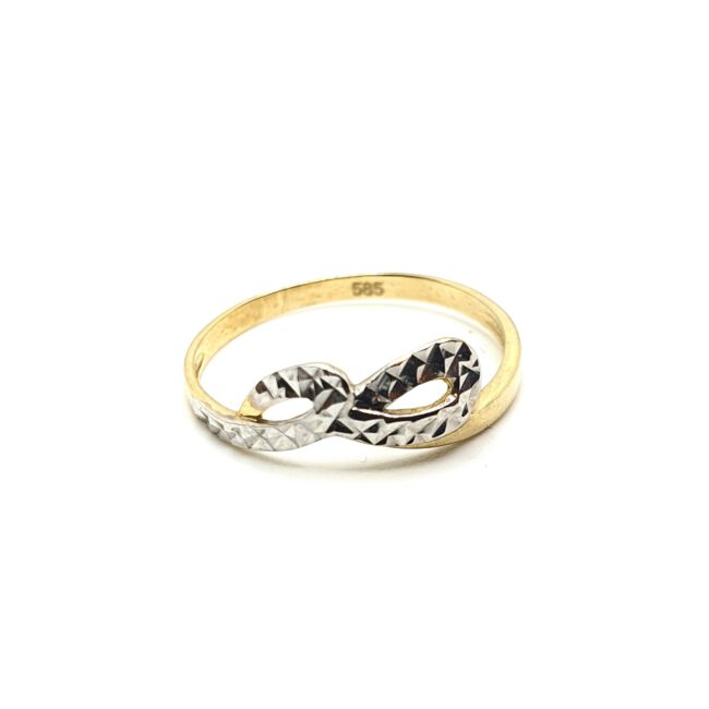 טבעת זהב צהוב 14 קראט איפיניטי חריטות ליזר gr9095