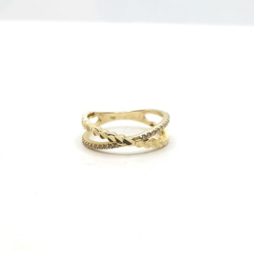טבעת זהב 14 קראט איקס משובצת קולקציה חדשה grx